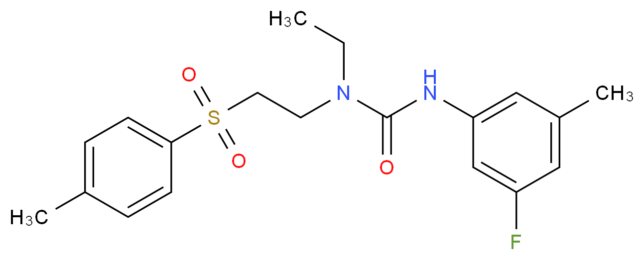 N-ethyl-N'-(3-fluoro-5-methylphenyl)-N-{2-[(4-methylphenyl)sulfonyl]ethyl}urea_Molecular_structure_CAS_)