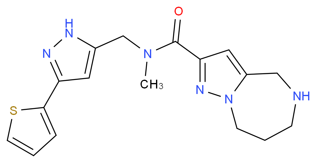 N-methyl-N-{[3-(2-thienyl)-1H-pyrazol-5-yl]methyl}-5,6,7,8-tetrahydro-4H-pyrazolo[1,5-a][1,4]diazepine-2-carboxamide_Molecular_structure_CAS_)