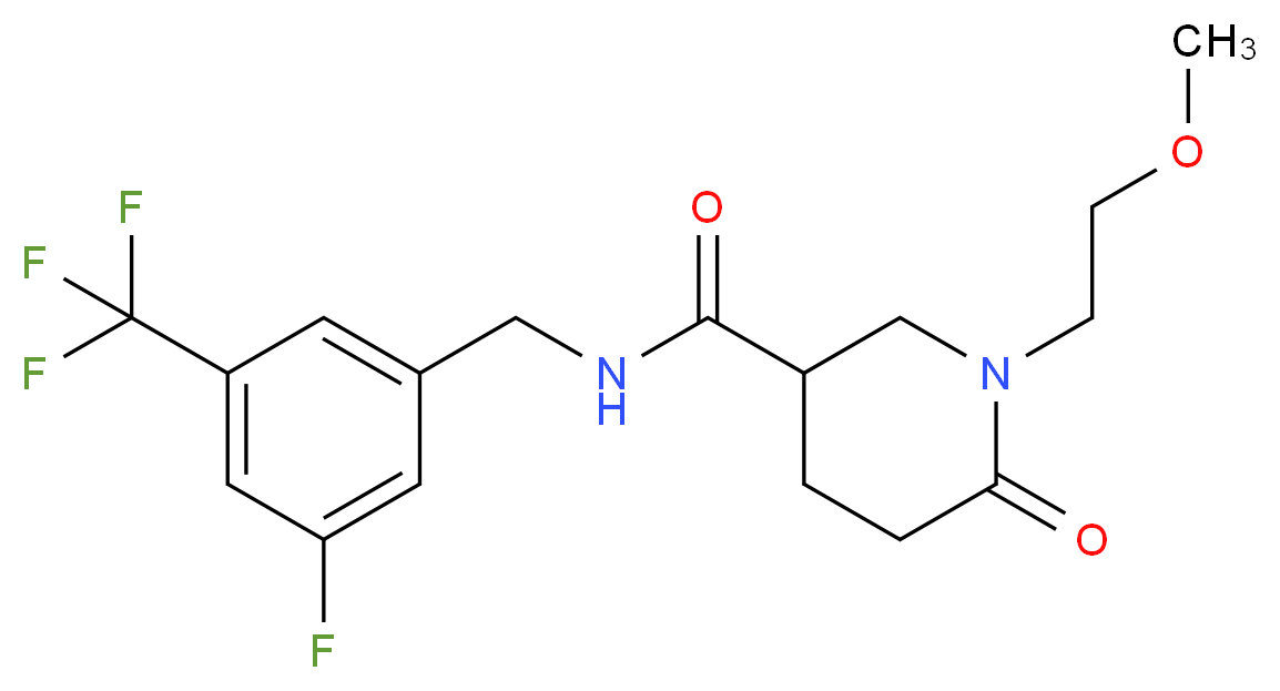 N-[3-fluoro-5-(trifluoromethyl)benzyl]-1-(2-methoxyethyl)-6-oxo-3-piperidinecarboxamide_Molecular_structure_CAS_)