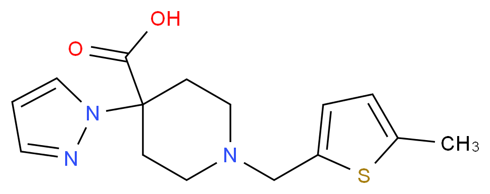 1-[(5-methyl-2-thienyl)methyl]-4-(1H-pyrazol-1-yl)piperidine-4-carboxylic acid_Molecular_structure_CAS_)