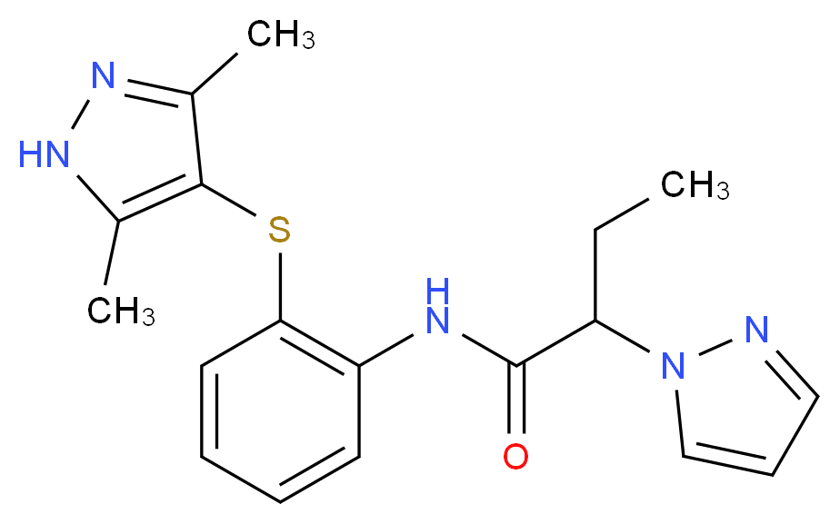 N-{2-[(3,5-dimethyl-1H-pyrazol-4-yl)thio]phenyl}-2-(1H-pyrazol-1-yl)butanamide_Molecular_structure_CAS_)