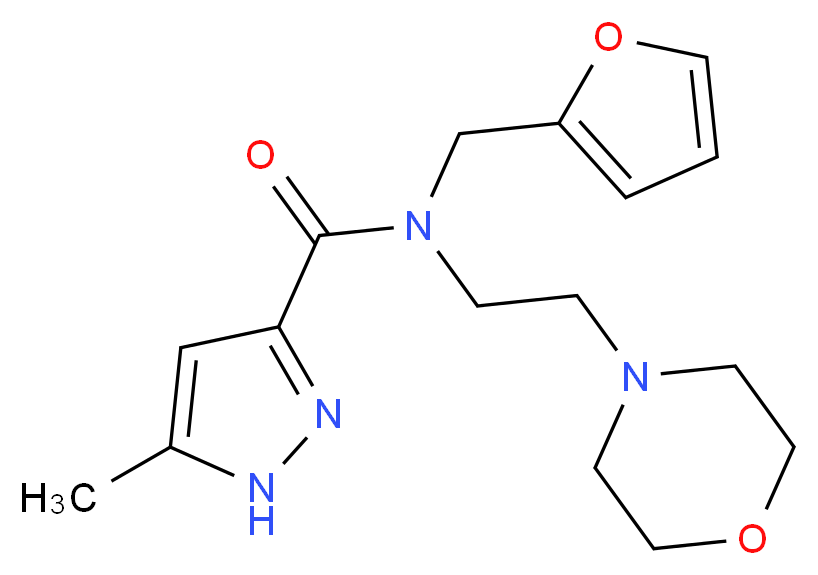 N-(2-furylmethyl)-5-methyl-N-[2-(4-morpholinyl)ethyl]-1H-pyrazole-3-carboxamide_Molecular_structure_CAS_)