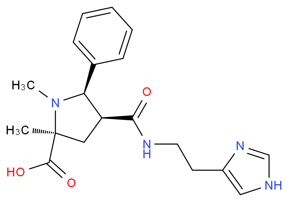 (2S*,4S*,5R*)-4-({[2-(1H-imidazol-4-yl)ethyl]amino}carbonyl)-1,2-dimethyl-5-phenylpyrrolidine-2-carboxylic acid_Molecular_structure_CAS_)