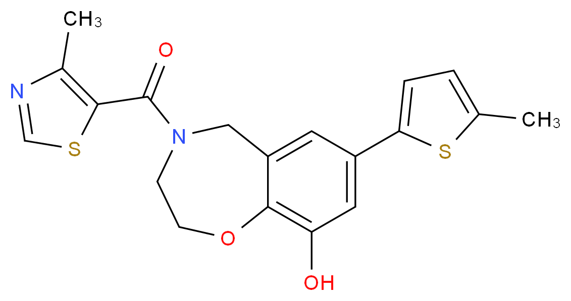 4-[(4-methyl-1,3-thiazol-5-yl)carbonyl]-7-(5-methyl-2-thienyl)-2,3,4,5-tetrahydro-1,4-benzoxazepin-9-ol_Molecular_structure_CAS_)