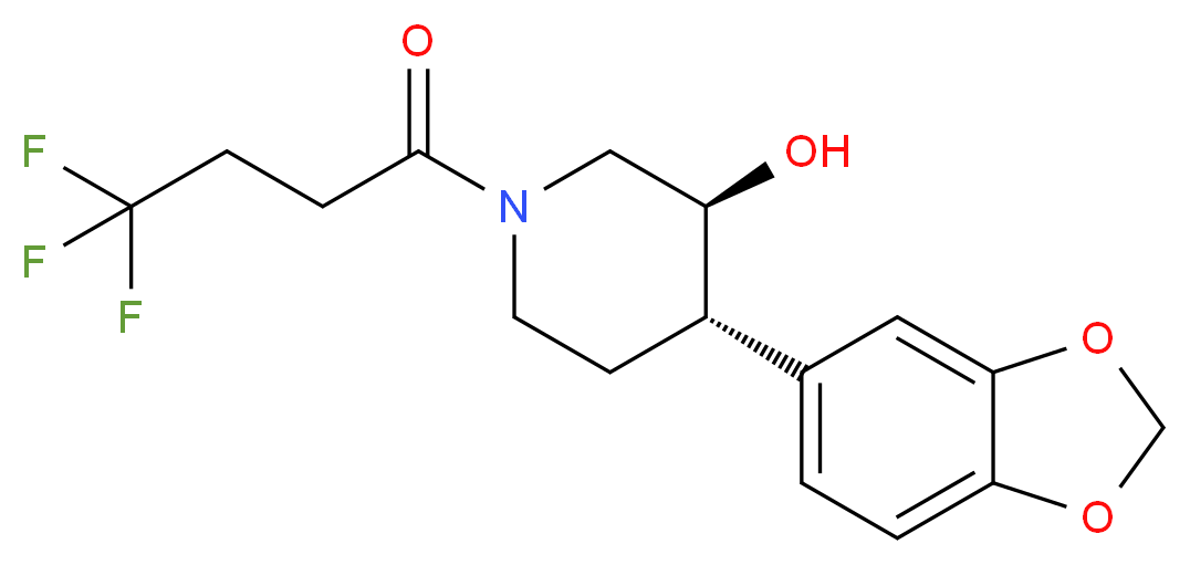 (3S*,4S*)-4-(1,3-benzodioxol-5-yl)-1-(4,4,4-trifluorobutanoyl)piperidin-3-ol_Molecular_structure_CAS_)