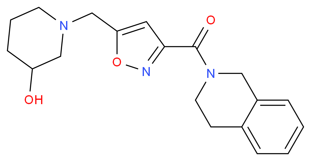 1-{[3-(3,4-dihydroisoquinolin-2(1H)-ylcarbonyl)isoxazol-5-yl]methyl}piperidin-3-ol_Molecular_structure_CAS_)