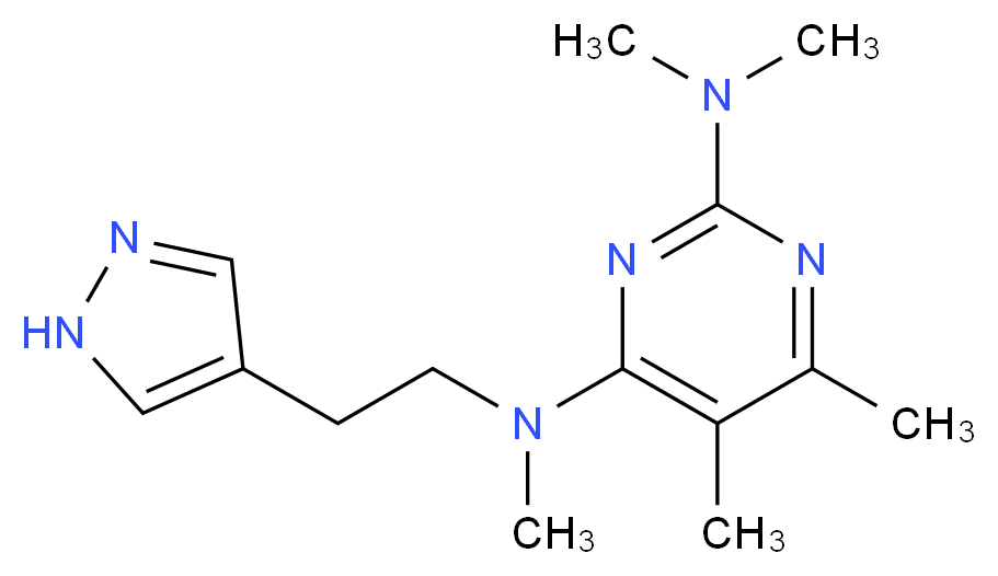 N~2~,N~2~,N~4~,5,6-pentamethyl-N~4~-[2-(1H-pyrazol-4-yl)ethyl]pyrimidine-2,4-diamine_Molecular_structure_CAS_)