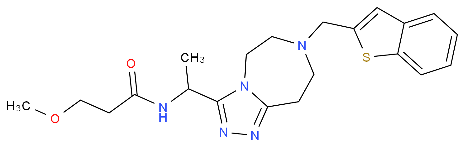 N-{1-[7-(1-benzothien-2-ylmethyl)-6,7,8,9-tetrahydro-5H-[1,2,4]triazolo[4,3-d][1,4]diazepin-3-yl]ethyl}-3-methoxypropanamide_Molecular_structure_CAS_)