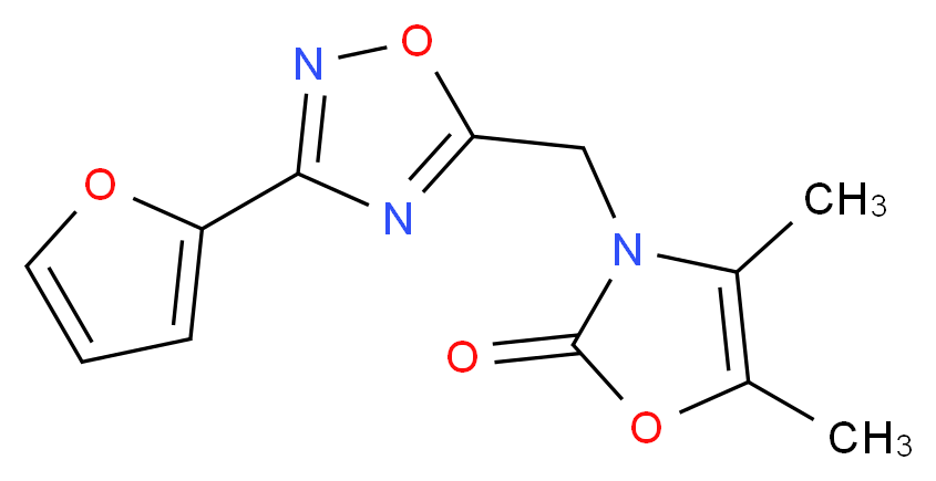 3-{[3-(2-furyl)-1,2,4-oxadiazol-5-yl]methyl}-4,5-dimethyl-1,3-oxazol-2(3H)-one_Molecular_structure_CAS_)