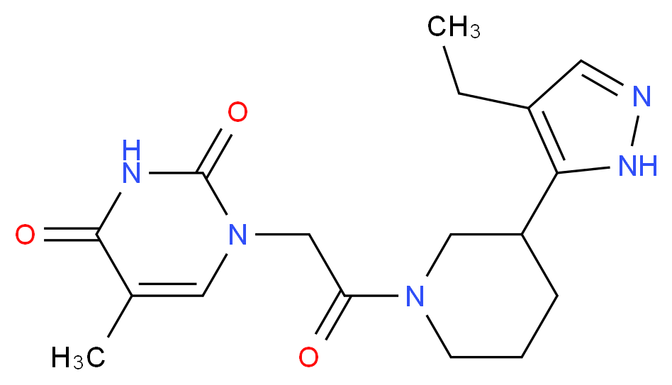 1-{2-[3-(4-ethyl-1H-pyrazol-5-yl)piperidin-1-yl]-2-oxoethyl}-5-methylpyrimidine-2,4(1H,3H)-dione_Molecular_structure_CAS_)