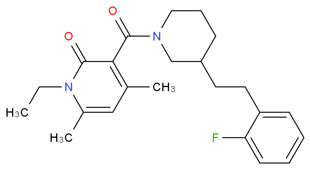 1-ethyl-3-({3-[2-(2-fluorophenyl)ethyl]-1-piperidinyl}carbonyl)-4,6-dimethyl-2(1H)-pyridinone_Molecular_structure_CAS_)