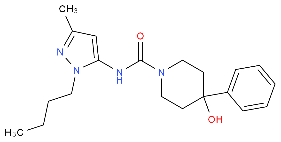 N-(1-butyl-3-methyl-1H-pyrazol-5-yl)-4-hydroxy-4-phenylpiperidine-1-carboxamide_Molecular_structure_CAS_)