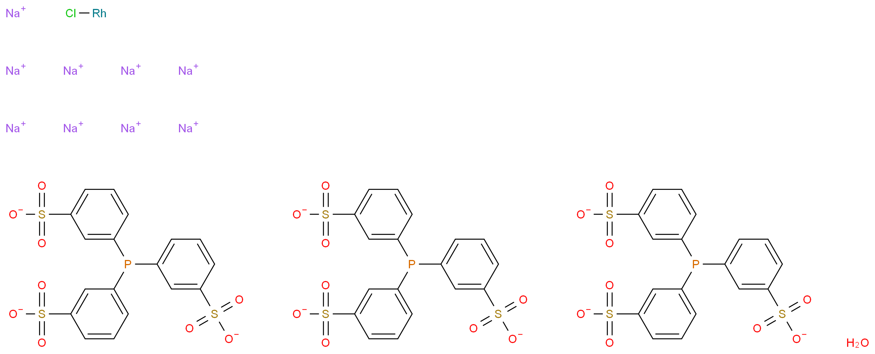 Chlorotris[3,3′,3″-phosphinidynetris(benzenesulfonato)]rhodium(I) nonasodium salt hydrate_Molecular_structure_CAS_)