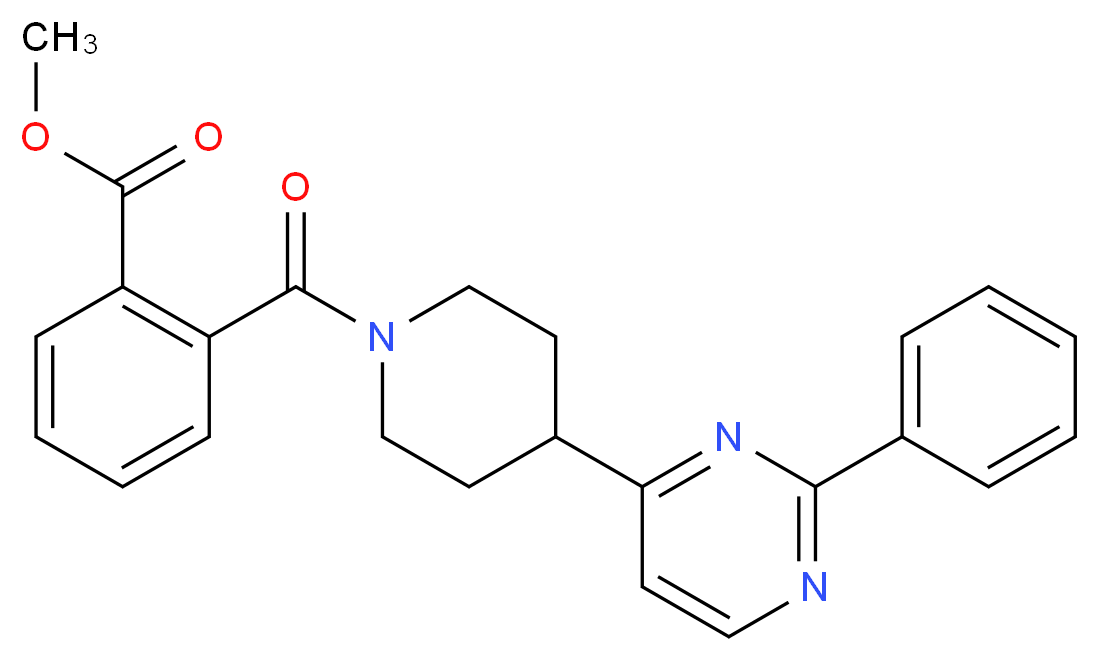 methyl 2-{[4-(2-phenyl-4-pyrimidinyl)-1-piperidinyl]carbonyl}benzoate_Molecular_structure_CAS_)