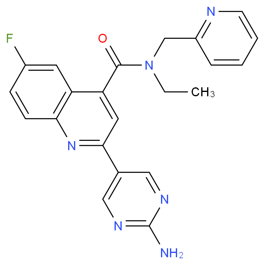 2-(2-aminopyrimidin-5-yl)-N-ethyl-6-fluoro-N-(pyridin-2-ylmethyl)quinoline-4-carboxamide_Molecular_structure_CAS_)
