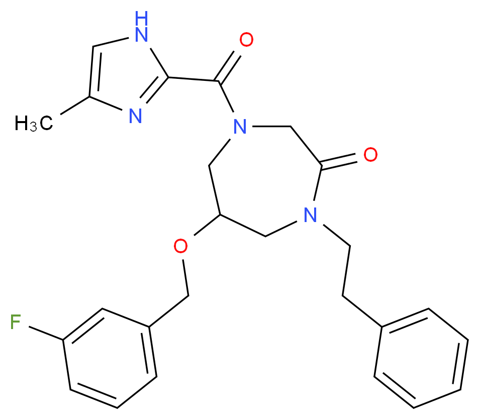 6-[(3-fluorobenzyl)oxy]-4-[(4-methyl-1H-imidazol-2-yl)carbonyl]-1-(2-phenylethyl)-1,4-diazepan-2-one_Molecular_structure_CAS_)