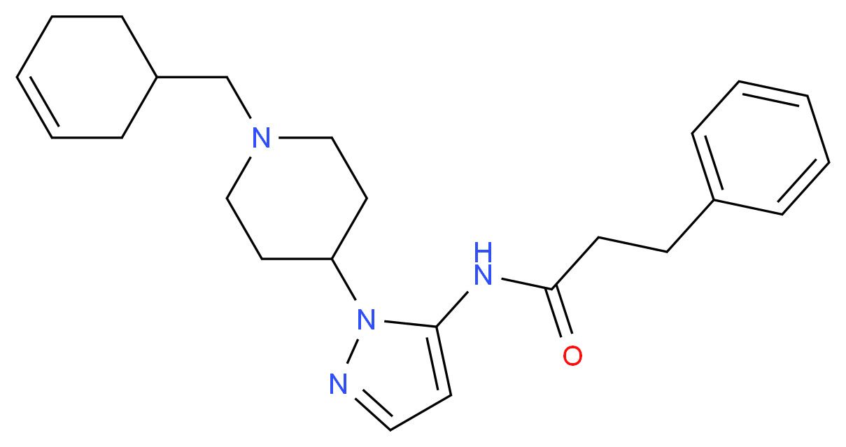 N-{1-[1-(3-cyclohexen-1-ylmethyl)-4-piperidinyl]-1H-pyrazol-5-yl}-3-phenylpropanamide_Molecular_structure_CAS_)