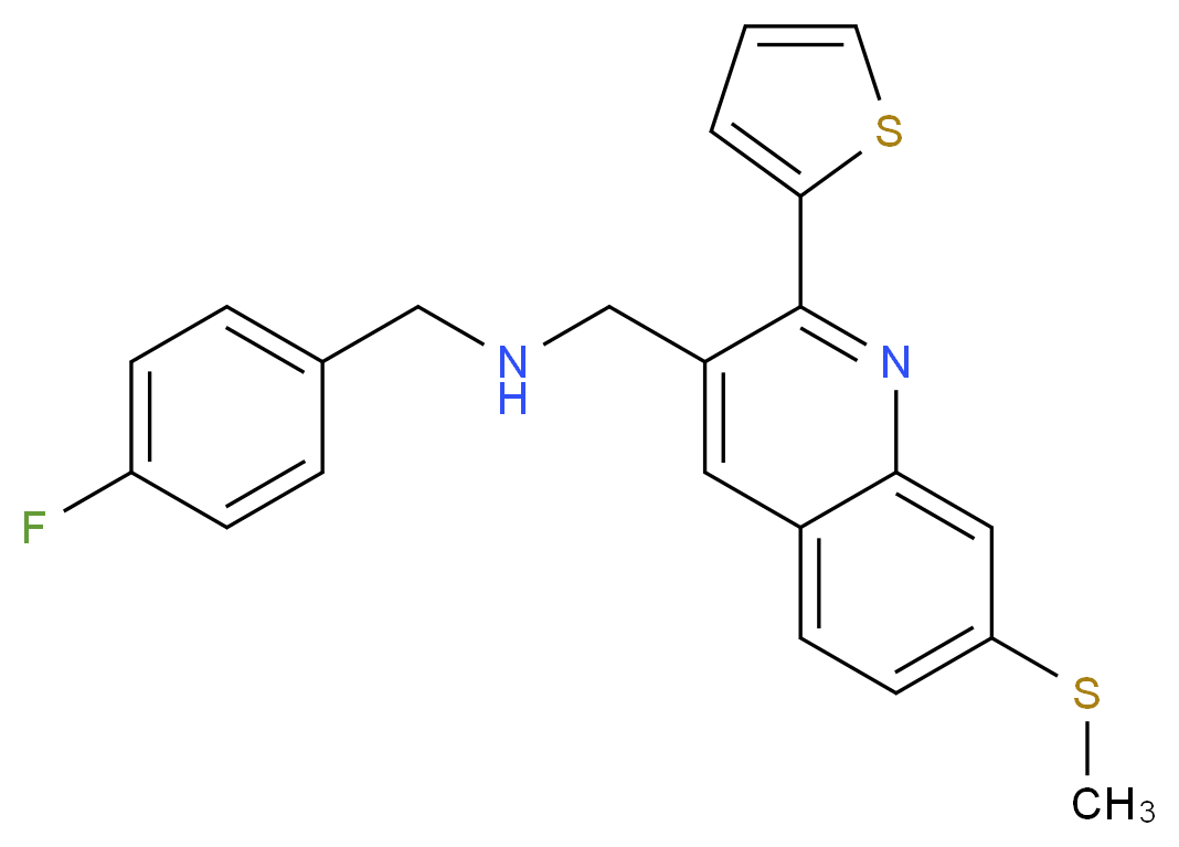 (4-fluorobenzyl){[7-(methylthio)-2-(2-thienyl)-3-quinolinyl]methyl}amine_Molecular_structure_CAS_)