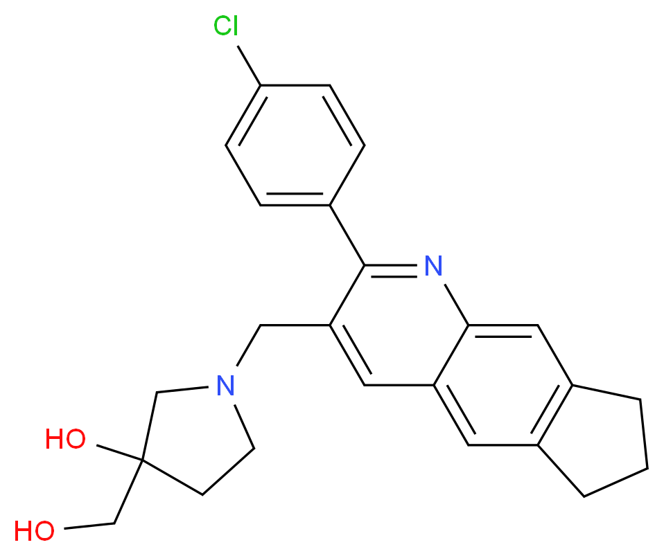 1-{[2-(4-chlorophenyl)-7,8-dihydro-6H-cyclopenta[g]quinolin-3-yl]methyl}-3-(hydroxymethyl)-3-pyrrolidinol_Molecular_structure_CAS_)