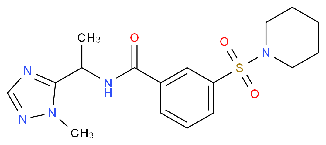 N-[1-(1-methyl-1H-1,2,4-triazol-5-yl)ethyl]-3-(piperidin-1-ylsulfonyl)benzamide_Molecular_structure_CAS_)