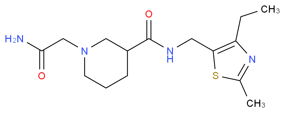 1-(2-amino-2-oxoethyl)-N-[(4-ethyl-2-methyl-1,3-thiazol-5-yl)methyl]-3-piperidinecarboxamide_Molecular_structure_CAS_)