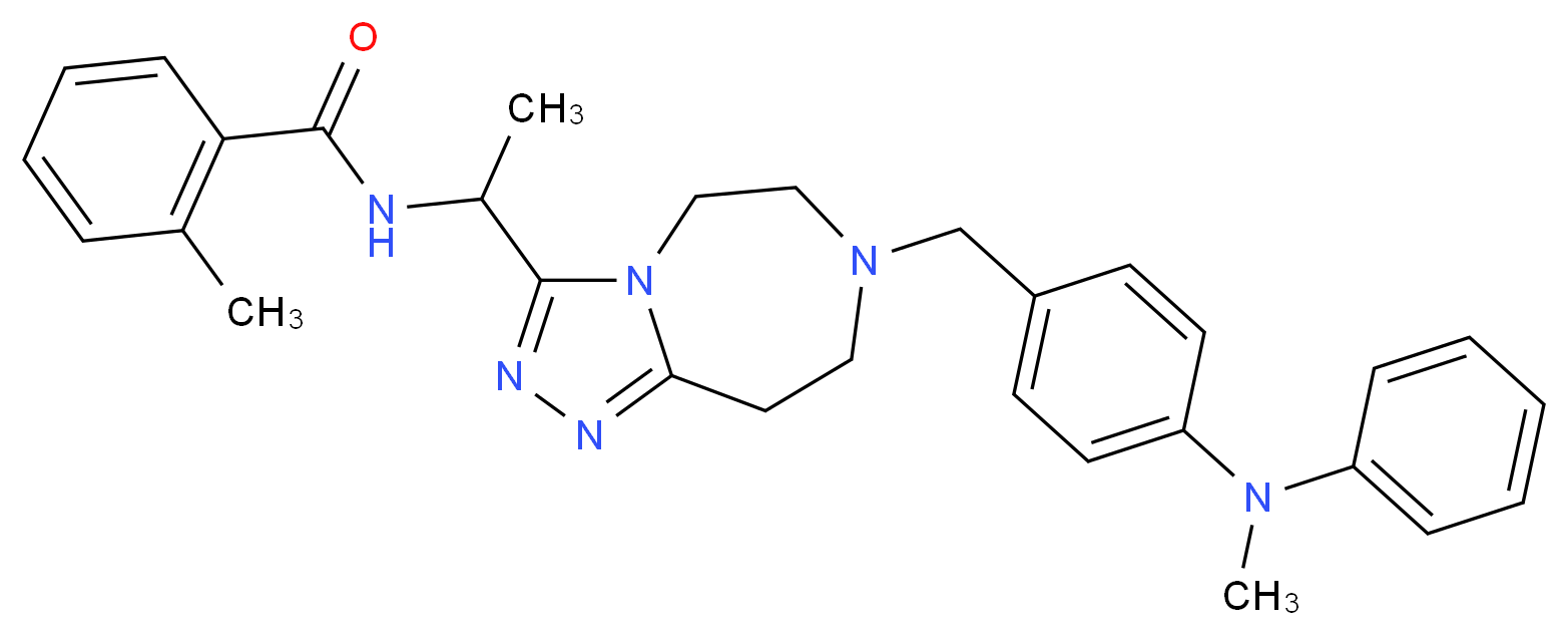 2-methyl-N-[1-(7-{4-[methyl(phenyl)amino]benzyl}-6,7,8,9-tetrahydro-5H-[1,2,4]triazolo[4,3-d][1,4]diazepin-3-yl)ethyl]benzamide_Molecular_structure_CAS_)