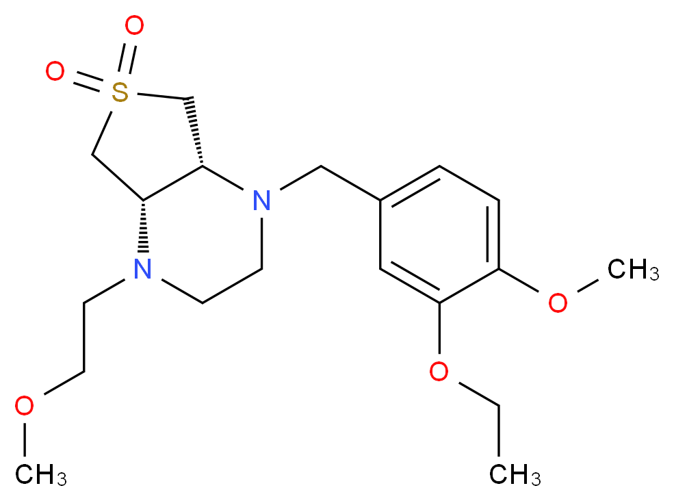 (4aS*,7aR*)-1-(3-ethoxy-4-methoxybenzyl)-4-(2-methoxyethyl)octahydrothieno[3,4-b]pyrazine 6,6-dioxide_Molecular_structure_CAS_)
