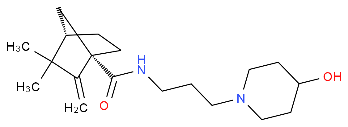 (1S*,4S*)-N-[3-(4-hydroxypiperidin-1-yl)propyl]-3,3-dimethyl-2-methylenebicyclo[2.2.1]heptane-1-carboxamide_Molecular_structure_CAS_)