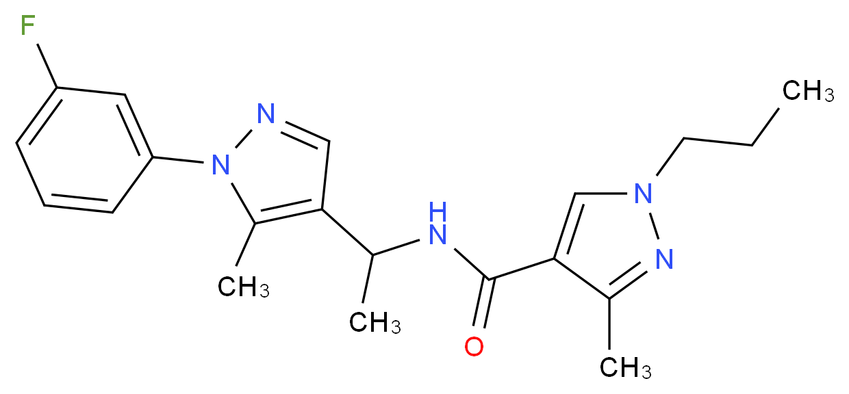 N-{1-[1-(3-fluorophenyl)-5-methyl-1H-pyrazol-4-yl]ethyl}-3-methyl-1-propyl-1H-pyrazole-4-carboxamide_Molecular_structure_CAS_)