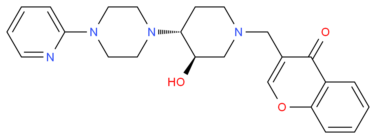 3-({(3R*,4R*)-3-hydroxy-4-[4-(2-pyridinyl)-1-piperazinyl]-1-piperidinyl}methyl)-4H-chromen-4-one_Molecular_structure_CAS_)