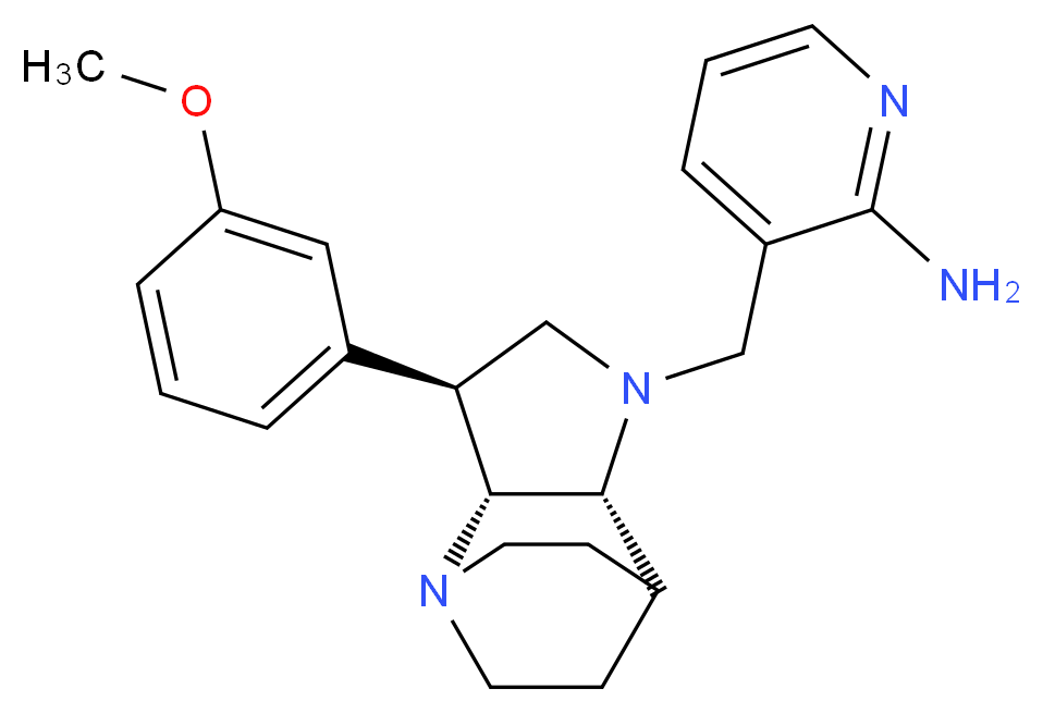 3-{[(2R*,3S*,6R*)-3-(3-methoxyphenyl)-1,5-diazatricyclo[5.2.2.0~2,6~]undec-5-yl]methyl}-2-pyridinamine_Molecular_structure_CAS_)