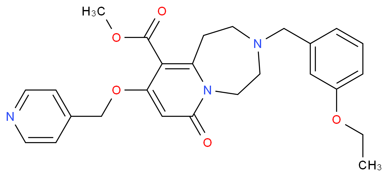 methyl 3-(3-ethoxybenzyl)-7-oxo-9-(4-pyridinylmethoxy)-1,2,3,4,5,7-hexahydropyrido[1,2-d][1,4]diazepine-10-carboxylate_Molecular_structure_CAS_)