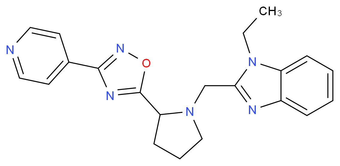 1-ethyl-2-{[2-(3-pyridin-4-yl-1,2,4-oxadiazol-5-yl)pyrrolidin-1-yl]methyl}-1H-benzimidazole_Molecular_structure_CAS_)