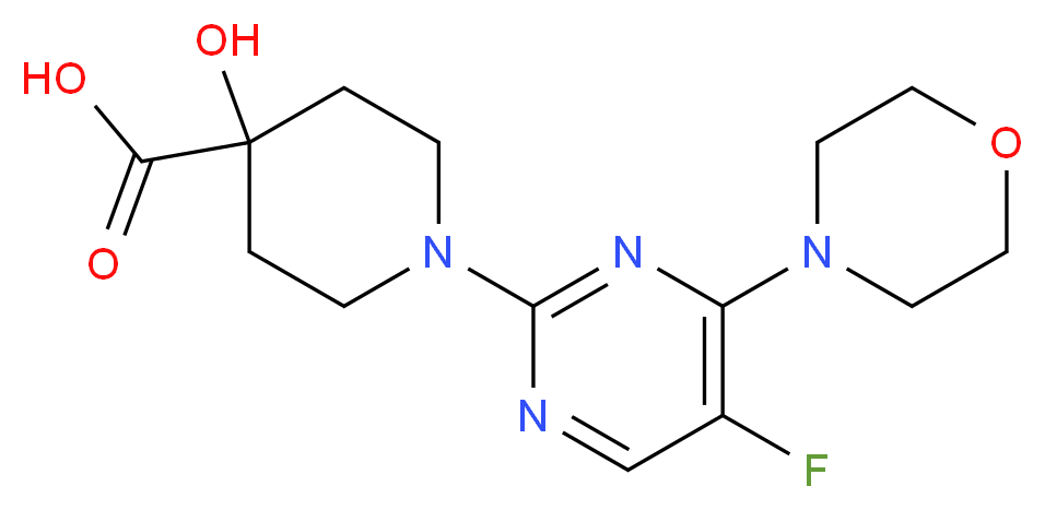 1-(5-fluoro-4-morpholin-4-ylpyrimidin-2-yl)-4-hydroxypiperidine-4-carboxylic acid_Molecular_structure_CAS_)