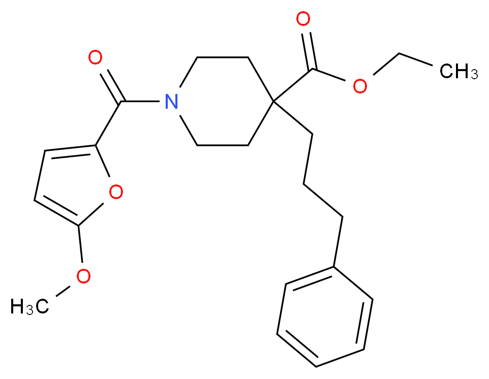 ethyl 1-(5-methoxy-2-furoyl)-4-(3-phenylpropyl)-4-piperidinecarboxylate_Molecular_structure_CAS_)