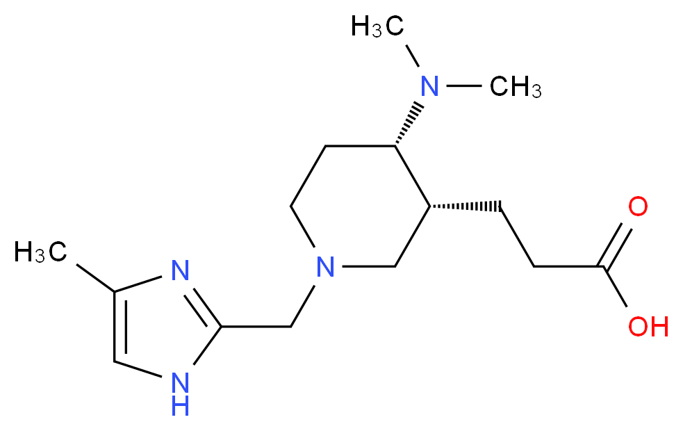 3-{(3R*,4S*)-4-(dimethylamino)-1-[(4-methyl-1H-imidazol-2-yl)methyl]piperidin-3-yl}propanoic acid_Molecular_structure_CAS_)