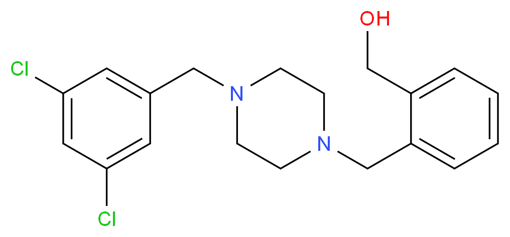 (2-{[4-(3,5-dichlorobenzyl)piperazin-1-yl]methyl}phenyl)methanol_Molecular_structure_CAS_)