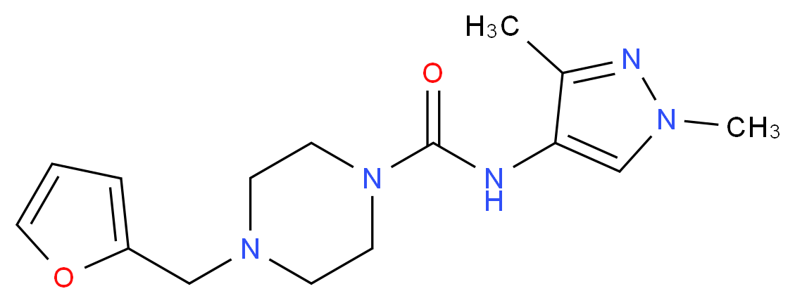N-(1,3-dimethyl-1H-pyrazol-4-yl)-4-(2-furylmethyl)piperazine-1-carboxamide_Molecular_structure_CAS_)