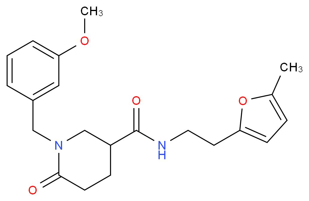 1-(3-methoxybenzyl)-N-[2-(5-methyl-2-furyl)ethyl]-6-oxo-3-piperidinecarboxamide_Molecular_structure_CAS_)