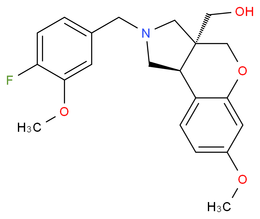 [(3aS*,9bS*)-2-(4-fluoro-3-methoxybenzyl)-7-methoxy-1,2,3,9b-tetrahydrochromeno[3,4-c]pyrrol-3a(4H)-yl]methanol_Molecular_structure_CAS_)
