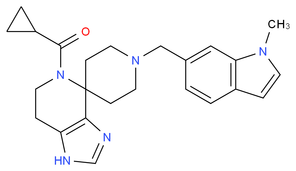 5-(cyclopropylcarbonyl)-1'-[(1-methyl-1H-indol-6-yl)methyl]-1,5,6,7-tetrahydrospiro[imidazo[4,5-c]pyridine-4,4'-piperidine]_Molecular_structure_CAS_)