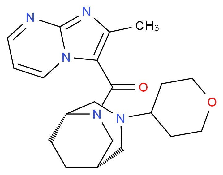 2-methyl-3-{[(1S*,5R*)-3-(tetrahydro-2H-pyran-4-yl)-3,6-diazabicyclo[3.2.2]non-6-yl]carbonyl}imidazo[1,2-a]pyrimidine_Molecular_structure_CAS_)