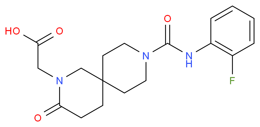(9-{[(2-fluorophenyl)amino]carbonyl}-3-oxo-2,9-diazaspiro[5.5]undec-2-yl)acetic acid_Molecular_structure_CAS_)