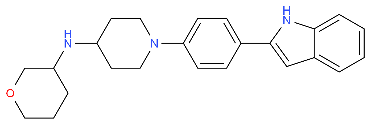 1-[4-(1H-indol-2-yl)phenyl]-N-(tetrahydro-2H-pyran-3-yl)-4-piperidinamine_Molecular_structure_CAS_)