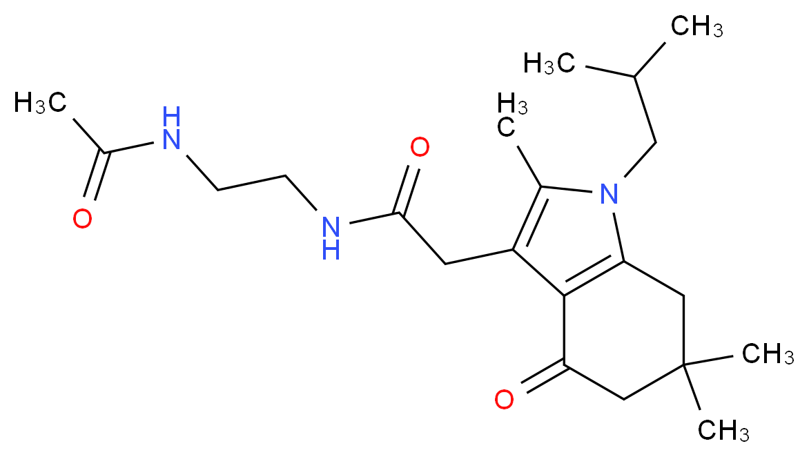 N-[2-(acetylamino)ethyl]-2-(1-isobutyl-2,6,6-trimethyl-4-oxo-4,5,6,7-tetrahydro-1H-indol-3-yl)acetamide_Molecular_structure_CAS_)