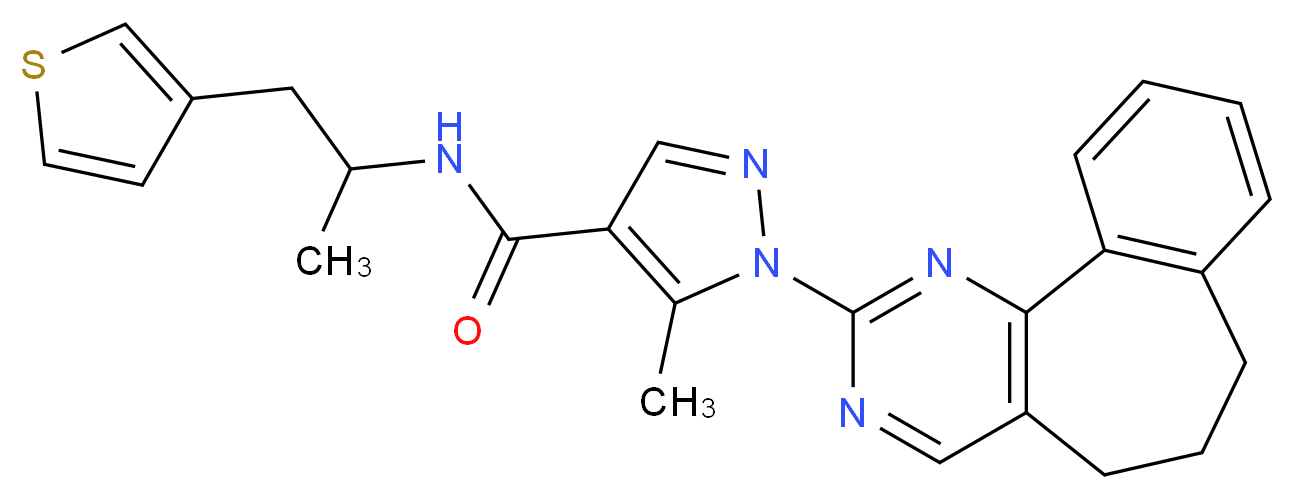 1-(6,7-dihydro-5H-benzo[6,7]cyclohepta[1,2-d]pyrimidin-2-yl)-5-methyl-N-[1-methyl-2-(3-thienyl)ethyl]-1H-pyrazole-4-carboxamide_Molecular_structure_CAS_)