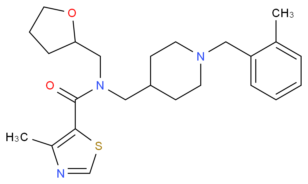 4-methyl-N-{[1-(2-methylbenzyl)-4-piperidinyl]methyl}-N-(tetrahydro-2-furanylmethyl)-1,3-thiazole-5-carboxamide_Molecular_structure_CAS_)