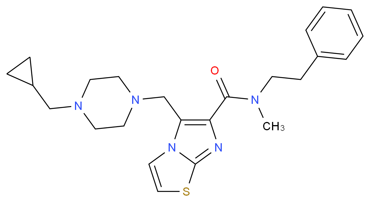 5-{[4-(cyclopropylmethyl)-1-piperazinyl]methyl}-N-methyl-N-(2-phenylethyl)imidazo[2,1-b][1,3]thiazole-6-carboxamide_Molecular_structure_CAS_)