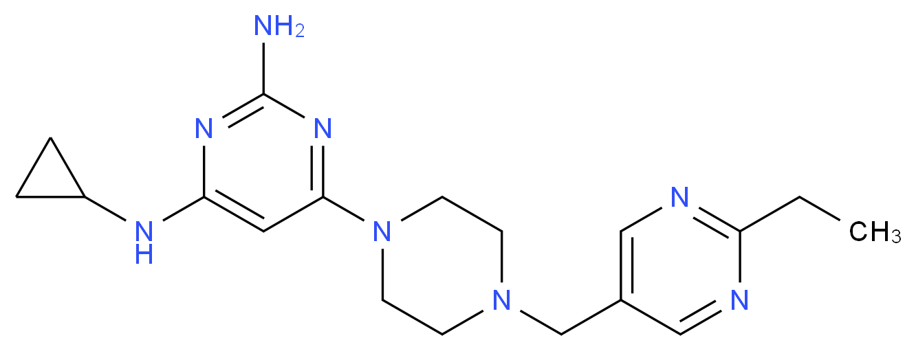 N~4~-cyclopropyl-6-{4-[(2-ethylpyrimidin-5-yl)methyl]piperazin-1-yl}pyrimidine-2,4-diamine_Molecular_structure_CAS_)