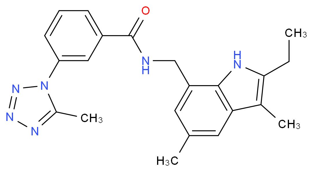 N-[(2-ethyl-3,5-dimethyl-1H-indol-7-yl)methyl]-3-(5-methyl-1H-tetrazol-1-yl)benzamide_Molecular_structure_CAS_)
